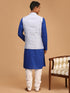 Vastramay Men's Lavender Jacquard Nehru Jacket with Kurta Pyjama Set